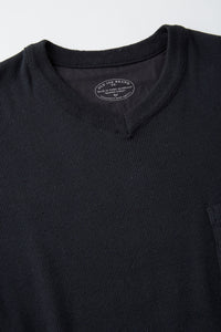 OLD JOE BRAND V-NECK SILK NEP RIBED TOPS ONYX
