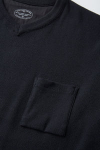 OLD JOE BRAND   V-NECK SILK NEP RIBED TOPS FOG
