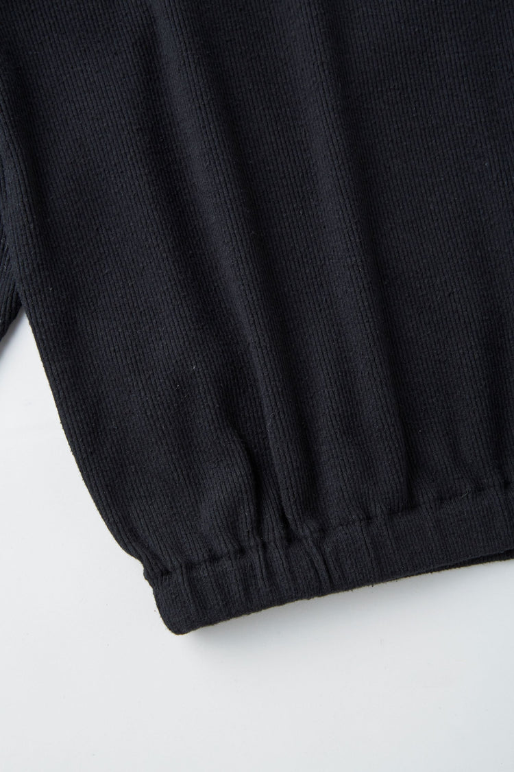 OLD JOE BRAND V-NECK SILK NEP RIBED TOPS ONYX