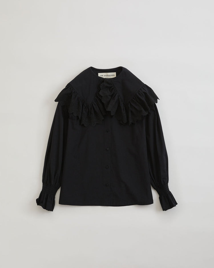 THE SHINZONE / LACE COLLAR BLOUSE 07 BLACK