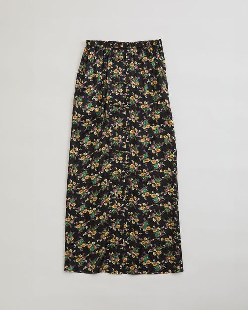 THE SHINZONE / FLOWER BOUQUET PRINTED SATIN SKIRT 07 BLACK