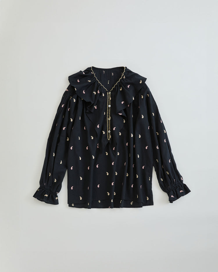 THE SHINZONE PAISLEY EMBROIDERED BLOUSE BLACK 07