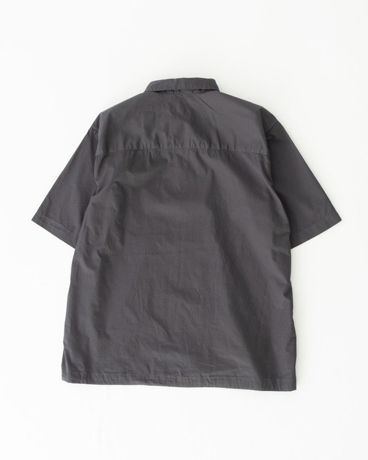 RINEN / 70/1 Twill Short-Sleeve Regular Collar Shirt with Drawstring Hem, 04 Charcoal