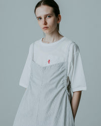 MEYAME  STRIPED GATHERED ALL-IN-ONE MEY-2413 WHITE