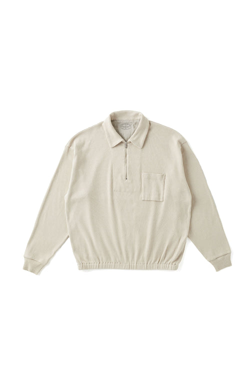 OLD JOE BRAND QUATER ZIP SILK NEP RIBED SHIRTS FOG
