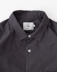 RINEN / 70/1 Twill Short-Sleeve Regular Collar Shirt with Drawstring Hem, 04 Charcoal