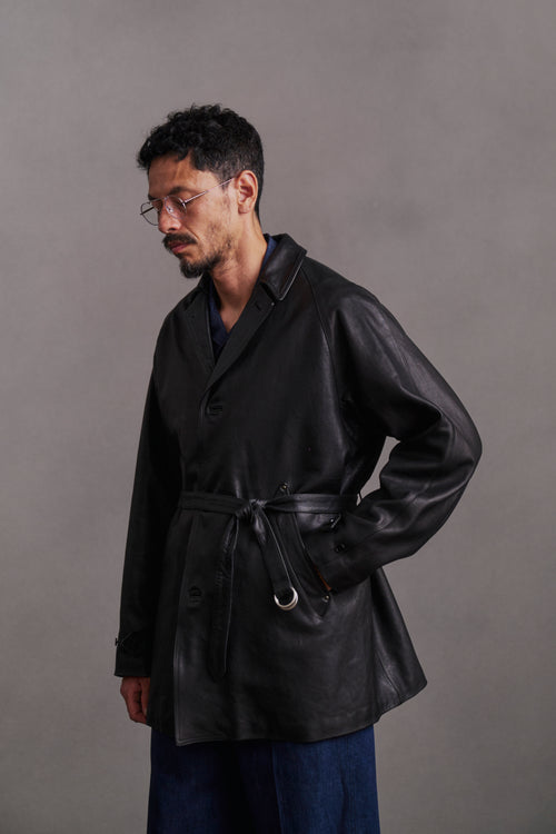 OLD JOE BRAND   PATINA HORSE-HIDE VEHICLE COAT 262OJ-JK22 PATINA BLACK