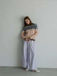 MEYAME PATTERN FLUFFY PULLOVER CARDIGAN MEY-2524 PINK