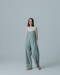 MEYAME  STRIPED GATHERED ALL-IN-ONE MEY-2413 WHITE