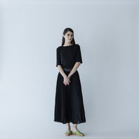 MEYAME / FLOWER WAIST PLEATED SKIRT BLACK