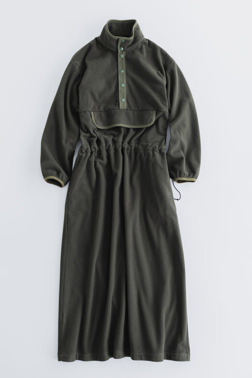 MEYAME / FLLECE SNAP LONG DRESS OLIVE