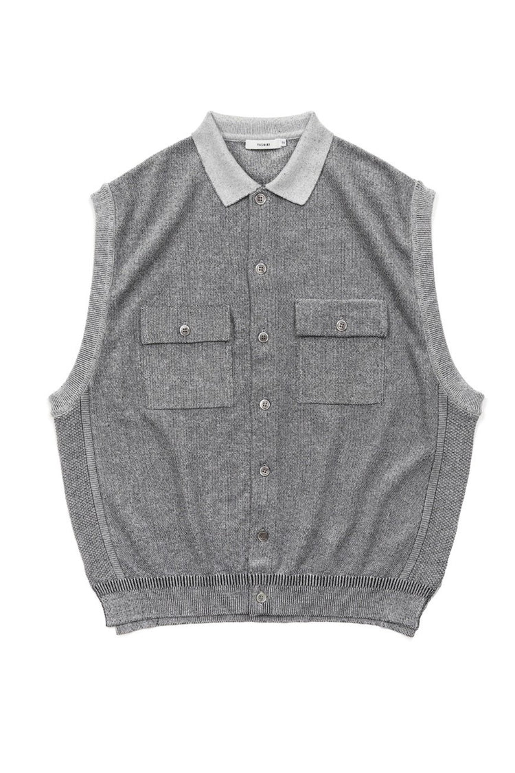 YASHIKI Haoto Collar Vest (Haoto) YSK-26SS-KN08 MIX GRAY