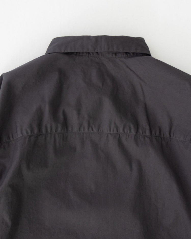 RINEN / 70/1 Twill Short-Sleeve Regular Collar Shirt with Drawstring Hem, 04 Charcoal