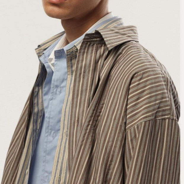 Sillage / popover shirt stripe brown