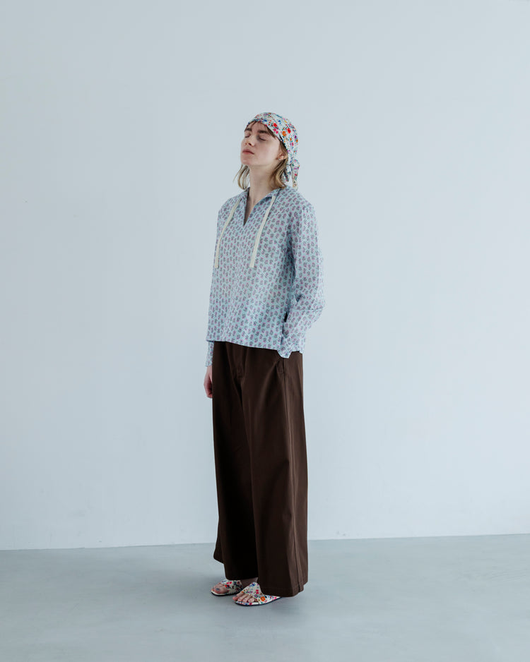 MEYAME  SIDE LINE WIDE PANTS BROWN