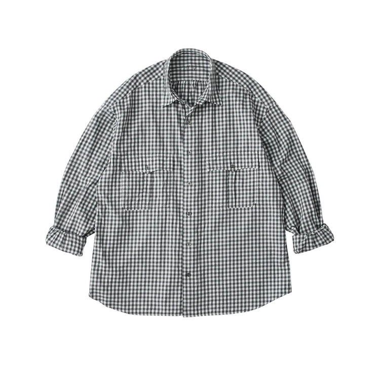 PORTER CLASSIC ROLL UP HEATHER GINGHAM CHECK SHIRT (GIZA 120/2)
