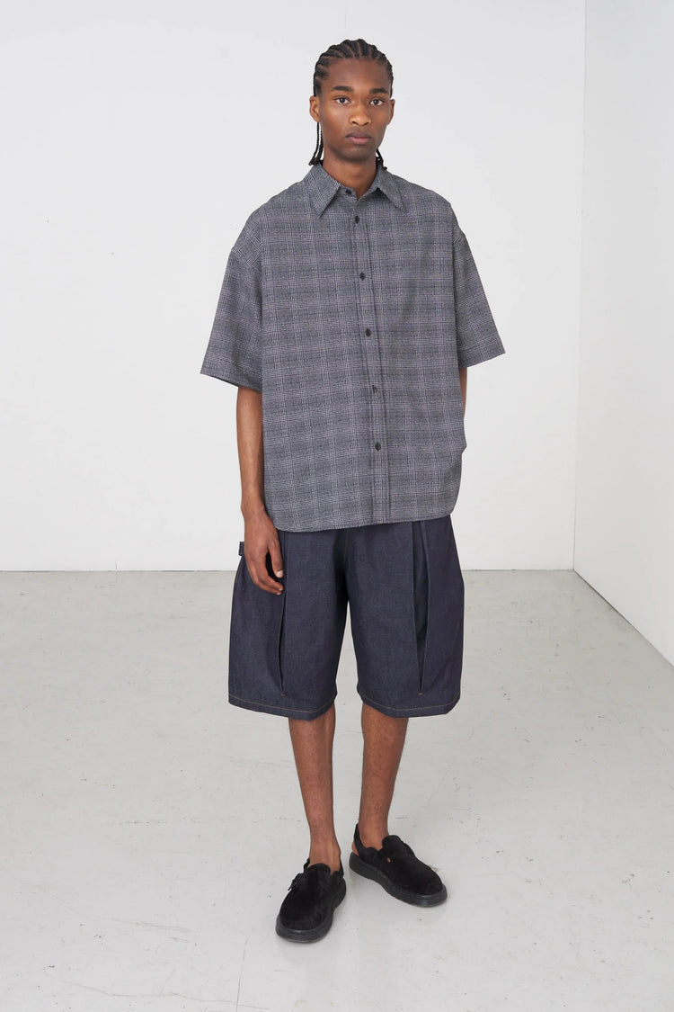 sage NATION  Box Pleat Short Denim - Raw Indigo
