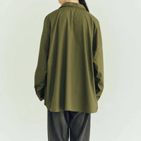 ARMY TWILL / Cotton/Polyester Plain Big Shirt KHAKI