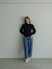 MEYAME DENIM WIDE TUCK PANTS MEY-2516 BLUE