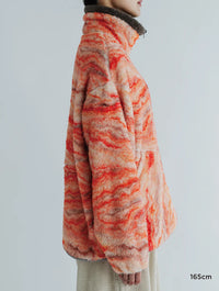 MEYAME PRINT SOLID REVERSIBLE FLEECE JACKET MEY-2511 ORANGE