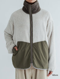 MEYAME PRINT SOLID REVERSIBLE FLEECE JACKET MEY-2511 ORANGE