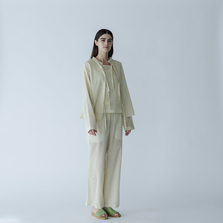 MEYAME / LIGHT COTTON STRIPE BLOUSE YELLOW