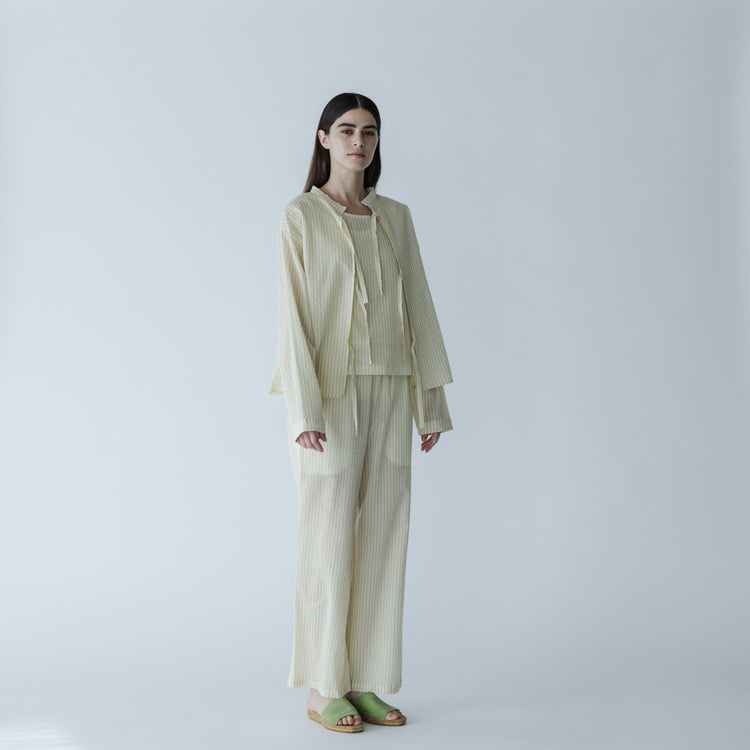 MEYAME / LIGHT COTTON STRIPE PANTS YELLOW