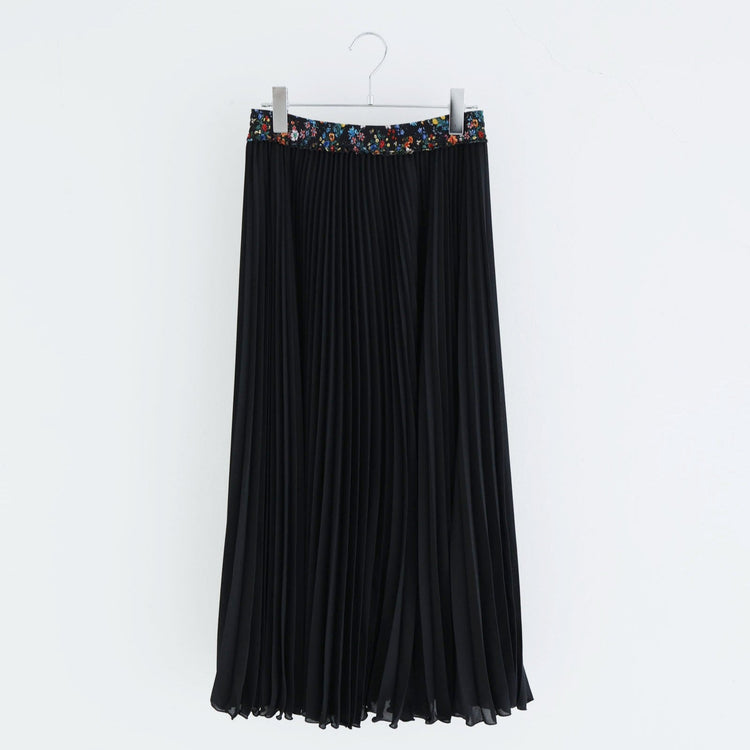 MEYAME / FLOWER WAIST PLEATED SKIRT BLACK