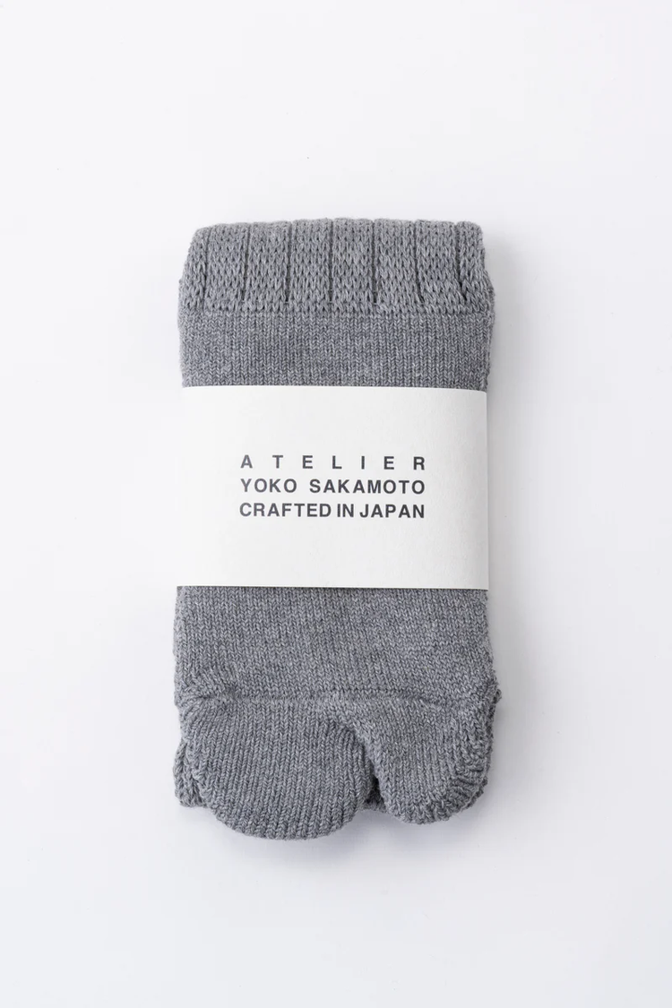 YOKO SAKAMOTO WOOL TABI PILE SOCKS HEATHER GRAY