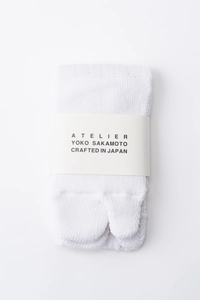 YOKO SAKAMOTO  COTTON TABI PILE SOCKS WHITE
