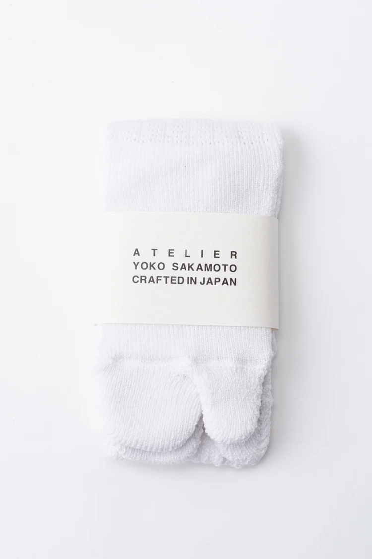 YOKO SAKAMOTO  COTTON TABI PILE SOCKS WHITE