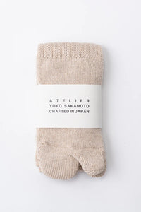 YOKO SAKAMOTO  COTTON TABI PILE SOCKS HEATHER BEIGE