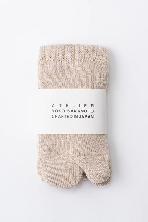 YOKO SAKAMOTO  COTTON TABI PILE SOCKS HEATHER BEIGE