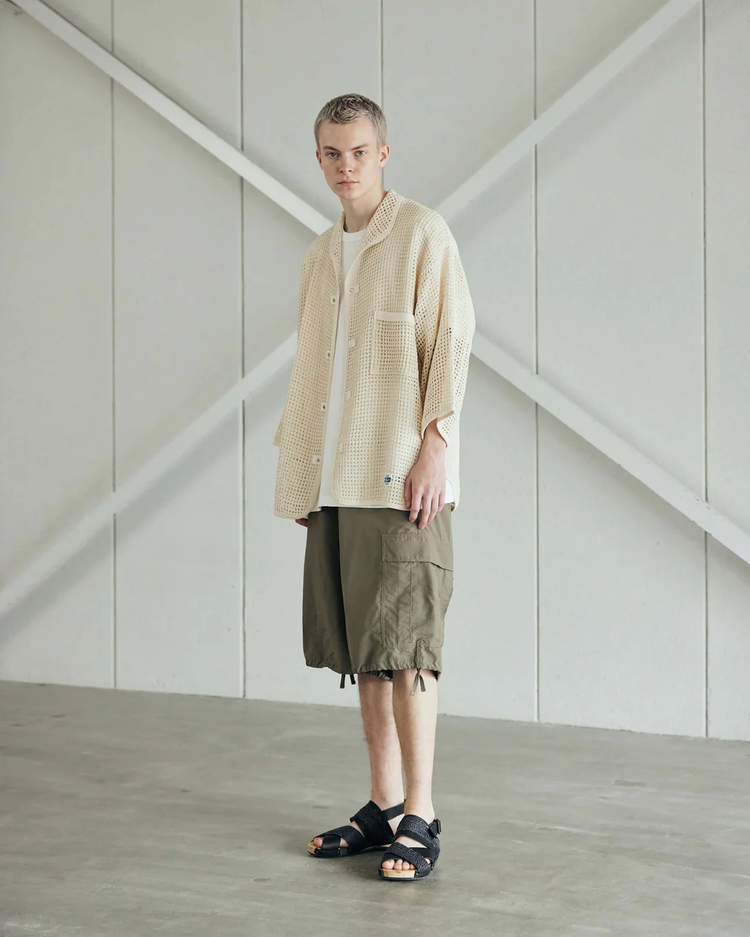 ARMY TWILL / COTTON MESH SHIRT ECRU