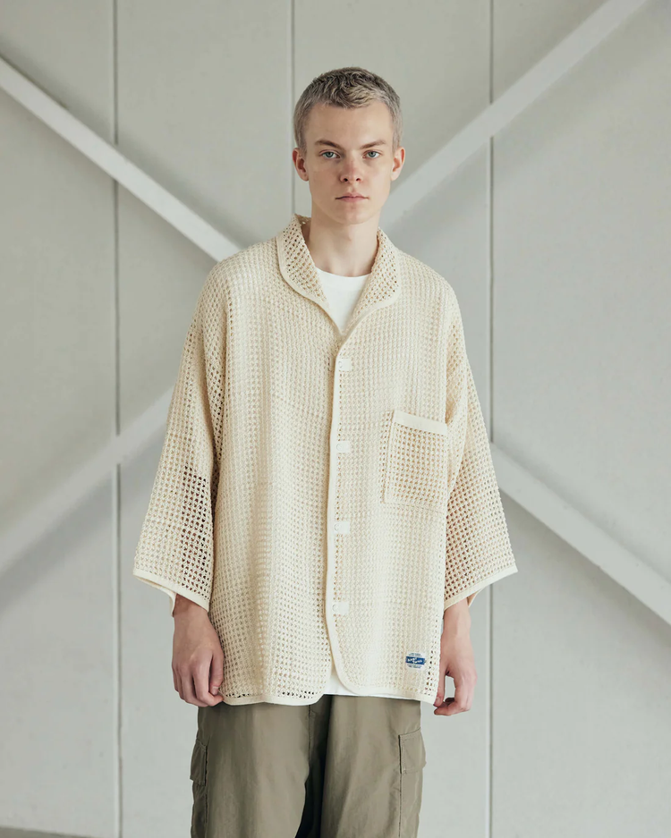 ARMY TWILL / COTTON MESH SHIRT ECRU
