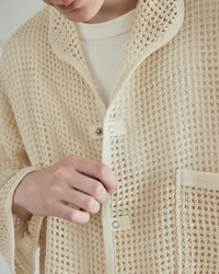 ARMY TWILL / COTTON MESH SHIRT ECRU