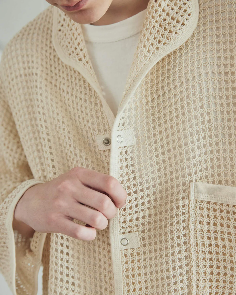 ARMY TWILL / COTTON MESH SHIRT ECRU