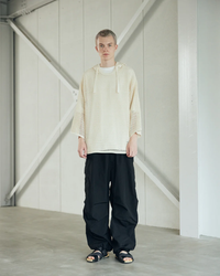 ARMY TWILL / COTTON MESH HOODIE ECRU