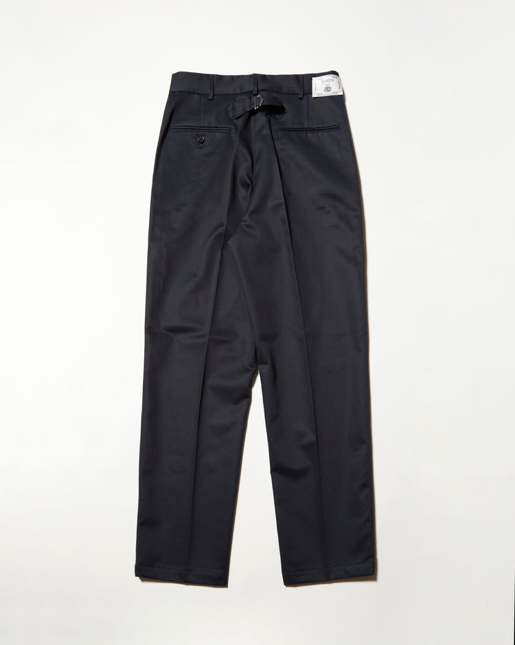 J.PRESS ORIGINALS SHIOTA Slight Twist Chino Piped Stem 1 tuck Japan Made NAVY