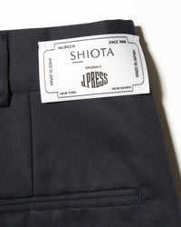 J.PRESS ORIGINALS SHIOTA Slight Twist Chino Piped Stem 1 tuck Japan Made NAVY