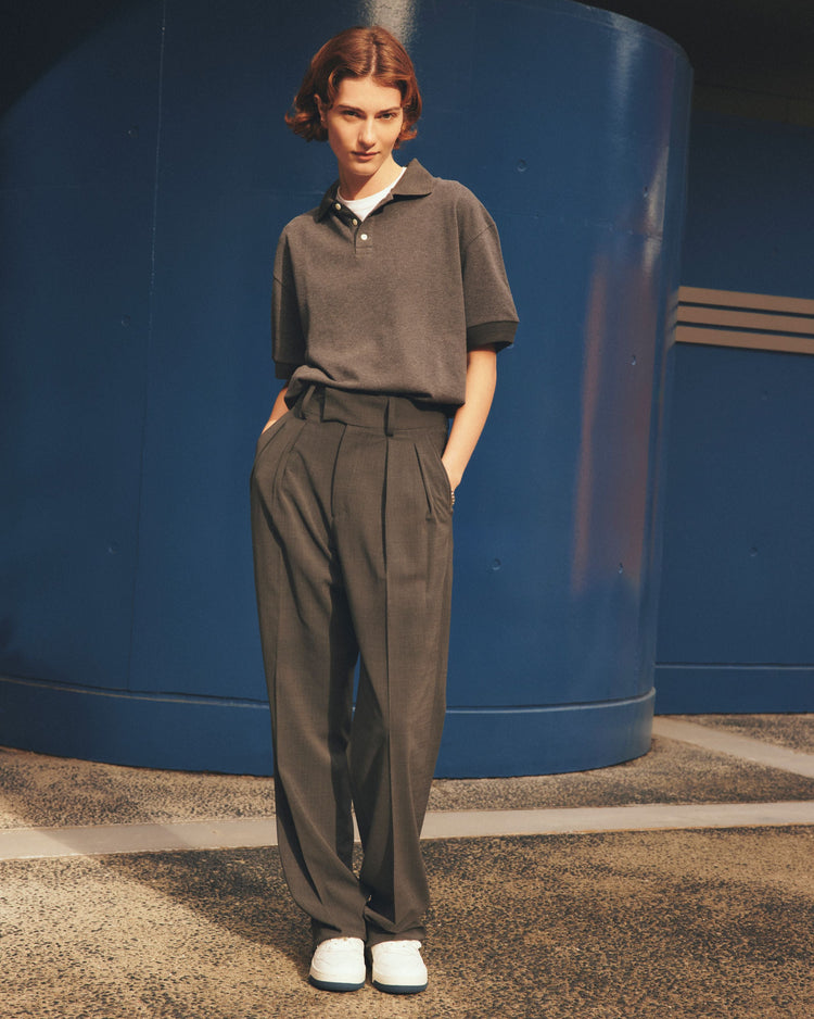 THE SHINZONE / WIDE POLO SHIRT 05 C.GRAY