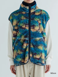 MEYAME PRINT SOLID REVERSIBLE FLEECE VEST MEY-2510 BLUE