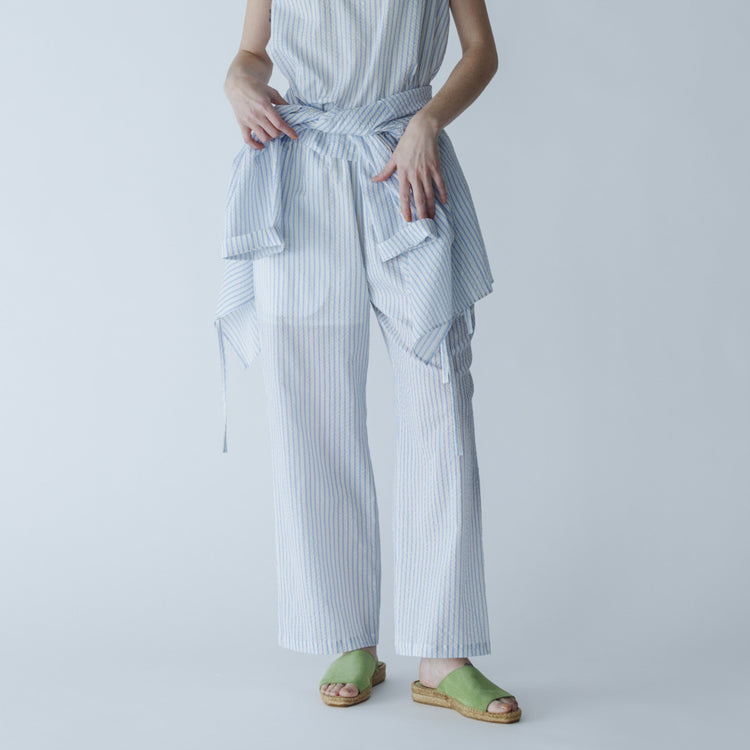 MEYAME / LIGHT COTTON STRIPE PANTS BLUE