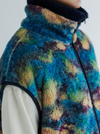 MEYAME PRINT SOLID REVERSIBLE FLEECE VEST MEY-2510 BLUE