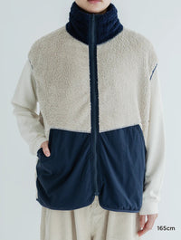 MEYAME PRINT SOLID REVERSIBLE FLEECE VEST MEY-2510 BLUE