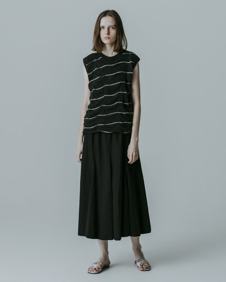 MEYAME　TUCKED JACQUARD BORDER SLEEVELESS MEY-2404 HEATHER GREY