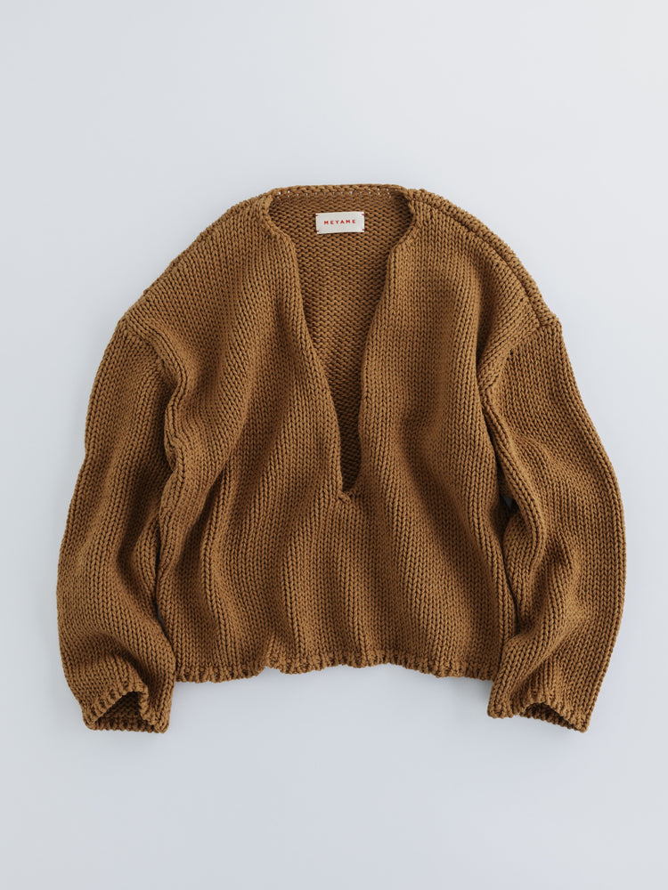 MEYAME LONG SLIT KNIT CAMEL