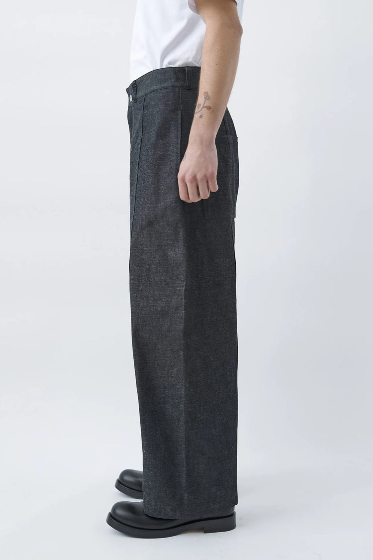 sage NATION WELT TROUSER RAW DENIM RAW BLACK