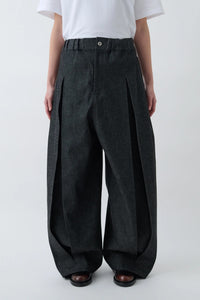 sage NATION BOX PLEAT TROUSER DENIM RAW BLACK