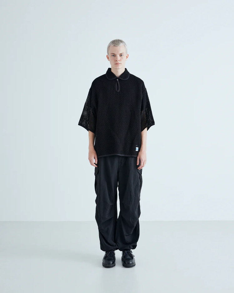 ARMY TWILL  COTTON MESH PO SHIRT AM-2613004 BLACK